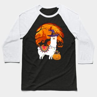 Llama pumpkin witch Baseball T-Shirt